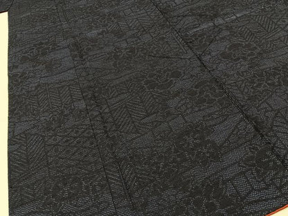 平和屋着物■結城紬　草花文　正絹　逸品　BAAY3403hj