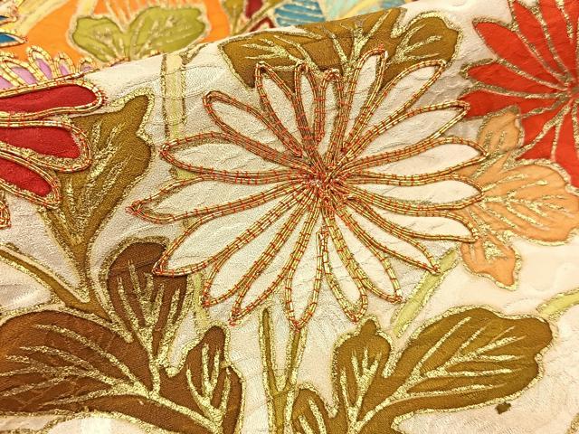 平和屋着物■豪華振袖　駒刺繍　絞り　流水花文　金彩　正絹　逸品　BAAY3405hj