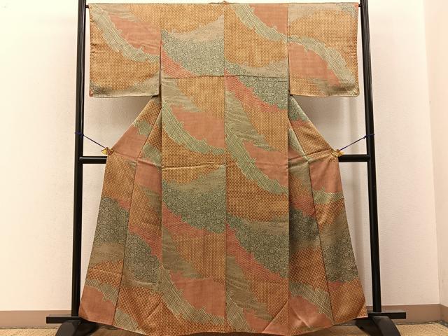 平和屋着物■上質な小紋　雪輪吉祥花文　正絹　逸品　BAAY3408hj