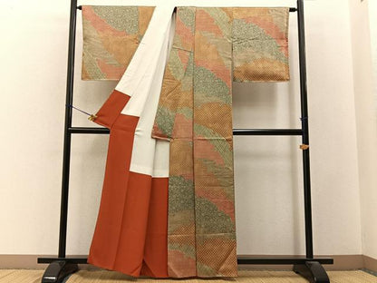 平和屋着物■上質な小紋　雪輪吉祥花文　正絹　逸品　BAAY3408hj