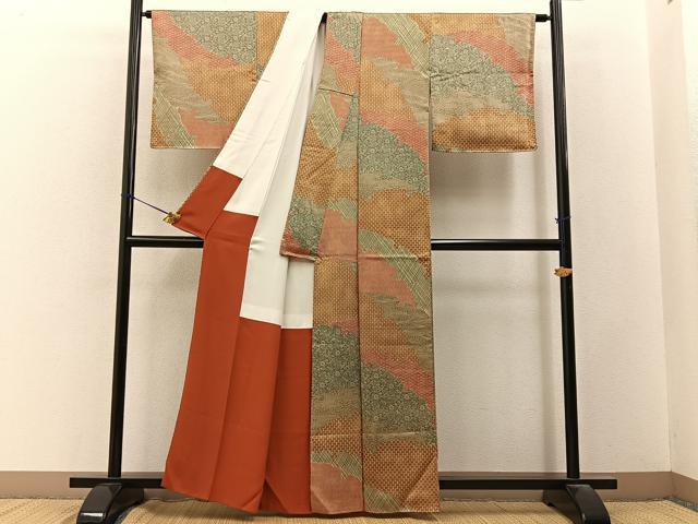 平和屋着物■上質な小紋　雪輪吉祥花文　正絹　逸品　BAAY3408hj