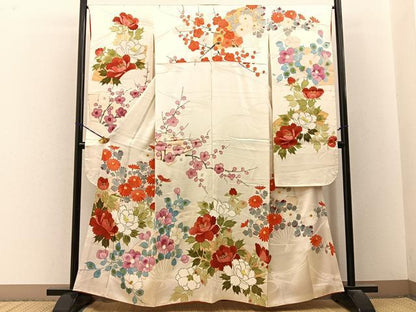 平和屋着物■豪華振袖　手描き　地紙草花文　金彩　正絹　逸品　BAAY3409hj