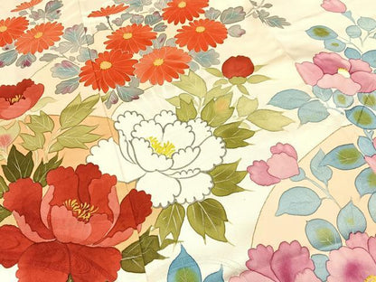 平和屋着物■豪華振袖　手描き　地紙草花文　金彩　正絹　逸品　BAAY3409hj