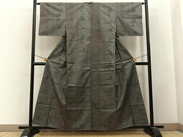 平和屋着物■上質な紬　蔦の葉文　正絹　逸品　未使用　BAAY3413hj