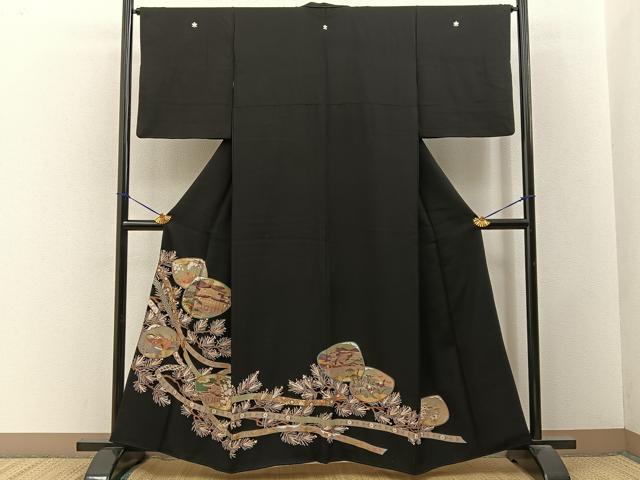 平和屋着物■豪華黒留袖　貝合せ京名所花鳥文　金彩　正絹　逸品　BAAY3414hj
