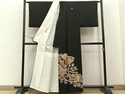 平和屋着物■豪華黒留袖　貝合せ京名所花鳥文　金彩　正絹　逸品　BAAY3414hj