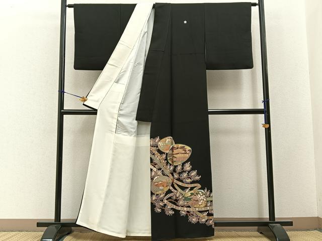 平和屋着物■豪華黒留袖　貝合せ京名所花鳥文　金彩　正絹　逸品　BAAY3414hj