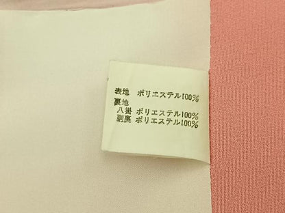 平和屋着物■色無地　菱吉祥地紋　珊瑚色　洗える着物　BAAY3415hj