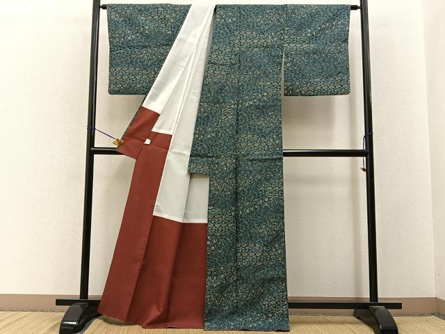 平和屋着物■小紋　花唐草文　洗える着物　BAAY3419hj