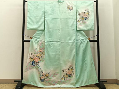 平和屋着物■訪問着　孔雀羽花車文　暈し染め　金彩　洗える着物　BAAY3424hj