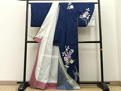平和屋着物■訪問着　草花文　暈し染め　金彩　洗える着物　BAAY3425hj