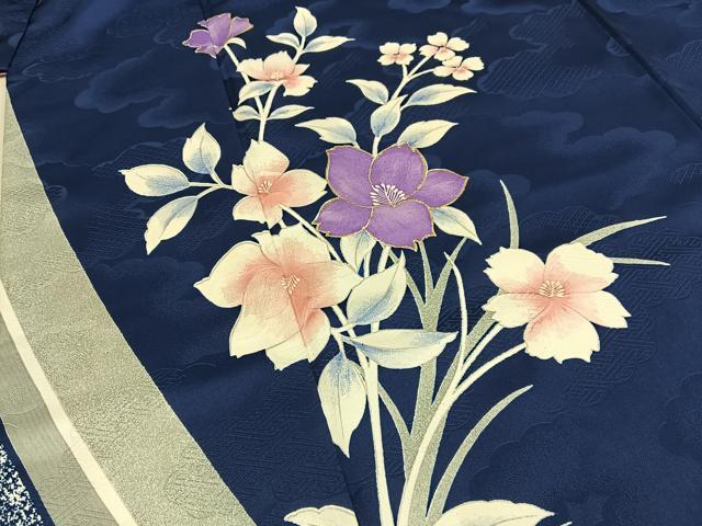 平和屋着物■訪問着　草花文　暈し染め　金彩　洗える着物　BAAY3425hj