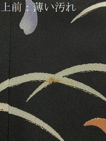 平和屋着物■訪問着　胴抜き仕立て　舞花文　黒地　金彩　鬼しぼ縮緬　洗える着物　BAAY3426hj