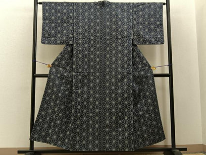 平和屋着物■小紋　胴抜き仕立て　麻の葉文様　洗える着物　BAAY3429hj
