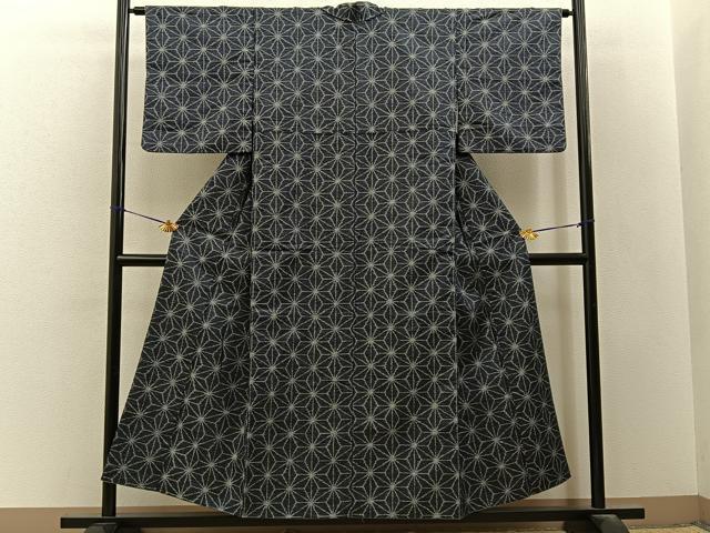 平和屋着物■小紋　胴抜き仕立て　麻の葉文様　洗える着物　BAAY3429hj