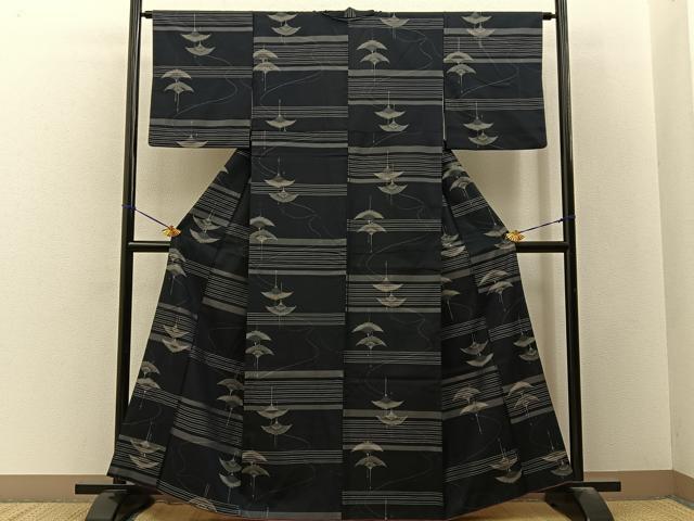 平和屋着物■小紋　飛鶴文　洗える着物　BAAY3432hj