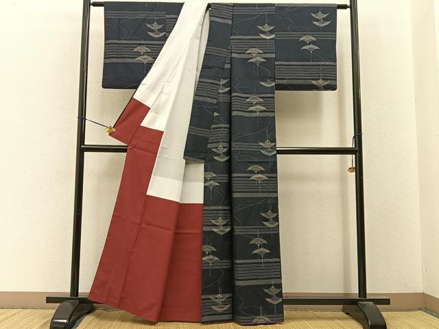 平和屋着物■小紋　飛鶴文　洗える着物　BAAY3432hj