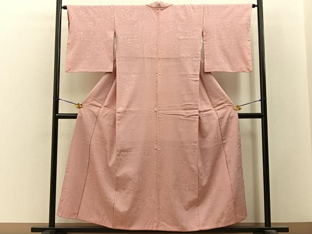 平和屋着物■色無地　竜田川有職地紋　一斤染色　洗える着物　BAAY3451hj
