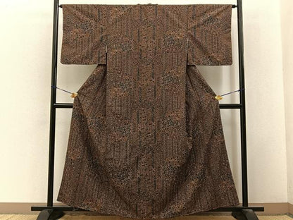 平和屋着物■小紋　更紗花文　洗える着物　未使用　BAAY3453hj