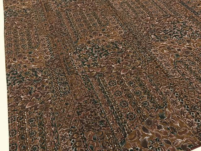 平和屋着物■小紋　更紗花文　洗える着物　未使用　BAAY3453hj