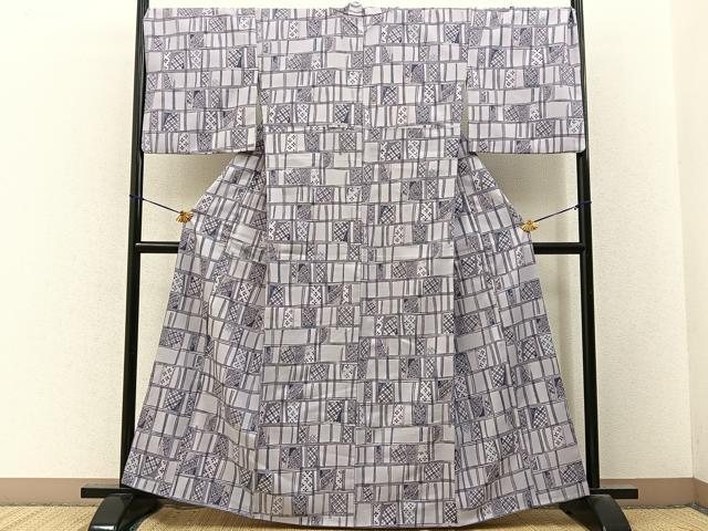 平和屋着物■小紋　吉祥花文　洗える着物　BAAY3455hj