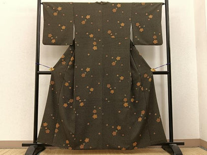 平和屋着物■小紋　梅　麻の葉文様　洗える着物　BAAY3461hj