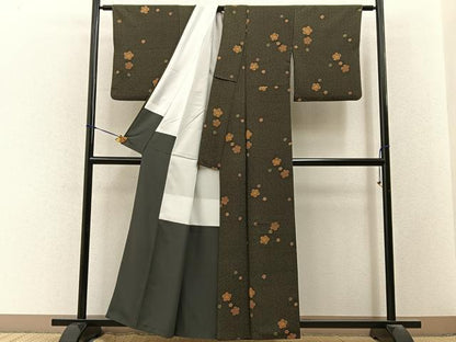 平和屋着物■小紋　梅　麻の葉文様　洗える着物　BAAY3461hj