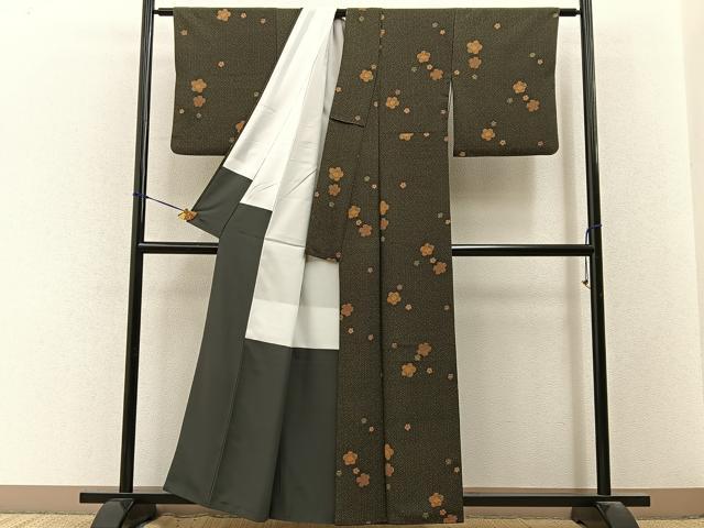 平和屋着物■小紋　梅　麻の葉文様　洗える着物　BAAY3461hj