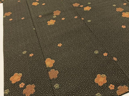 平和屋着物■小紋　梅　麻の葉文様　洗える着物　BAAY3461hj