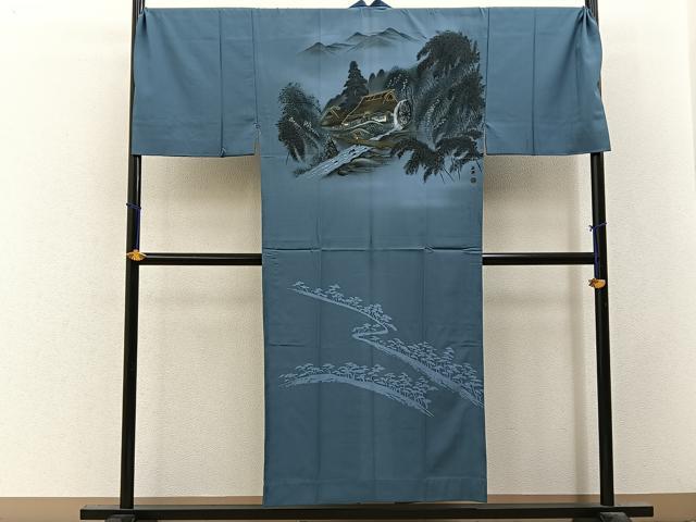 平和屋着物■男性　長襦袢　無双仕立て　御所解文　金彩　洗える着物　BAAY3464hj