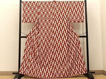 平和屋着物■小紋　矢羽根文　洗える着物　BAAY3470hj