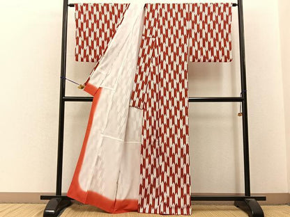 平和屋着物■小紋　矢羽根文　洗える着物　BAAY3470hj