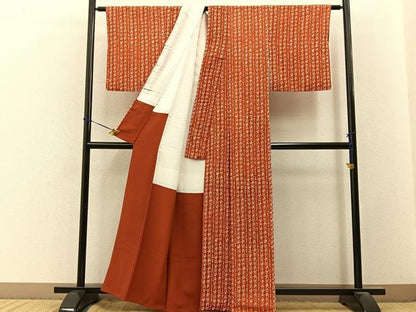 平和屋着物■上質な小紋　文字文　お召縮緬　正絹　逸品　BAAY3471hj
