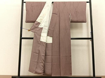 平和屋着物■上質な色無地　杢目地紋　鴇浅葱色　正絹　逸品　BAAY3474hj