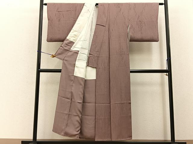 平和屋着物■上質な色無地　杢目地紋　鴇浅葱色　正絹　逸品　BAAY3474hj