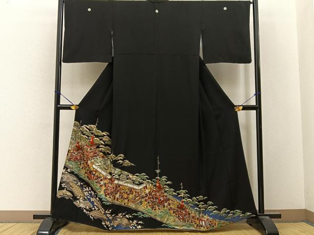 平和屋着物■豪華黒留袖　祇園祭　金彩　正絹　逸品　BAAY3475hj
