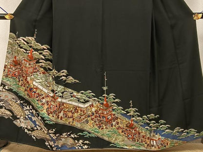 平和屋着物■豪華黒留袖　祇園祭　金彩　正絹　逸品　BAAY3475hj