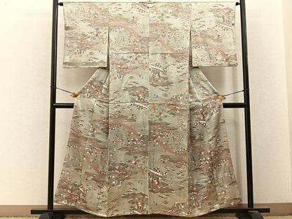 平和屋着物■上質な小紋　御所解文　金彩　正絹　逸品　BAAY3476hj