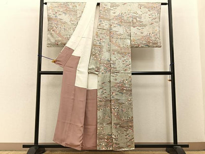平和屋着物■上質な小紋　御所解文　金彩　正絹　逸品　BAAY3476hj