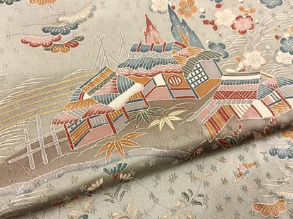 平和屋着物■上質な小紋　御所解文　金彩　正絹　逸品　BAAY3476hj