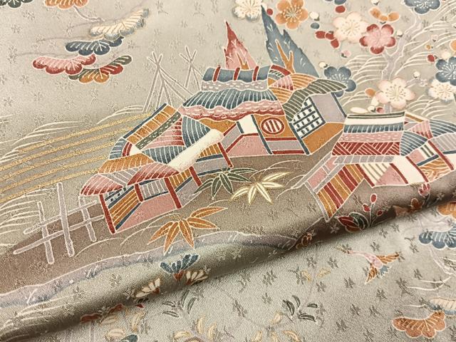 平和屋着物■上質な小紋　御所解文　金彩　正絹　逸品　BAAY3476hj