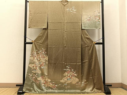 平和屋着物■訪問着　駒刺繍　松竹梅風景文　暈し染め　ますいわ屋扱い　ロング丈　正絹　逸品　未使用　BAAY3478hj