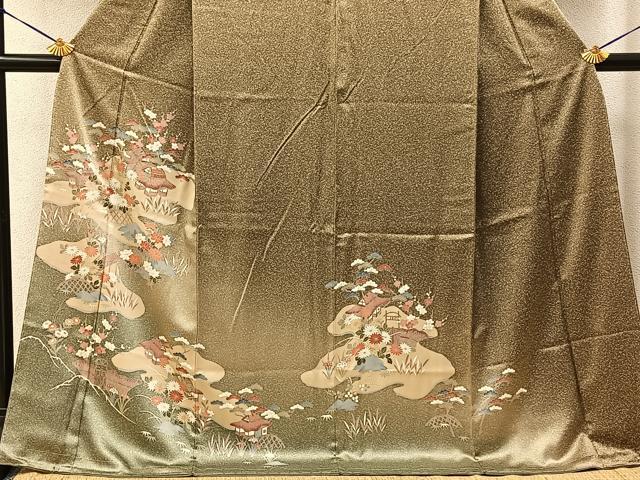 平和屋着物■訪問着　駒刺繍　松竹梅風景文　暈し染め　ますいわ屋扱い　ロング丈　正絹　逸品　未使用　BAAY3478hj