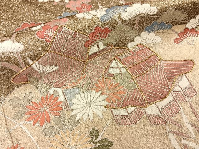 平和屋着物■訪問着　駒刺繍　松竹梅風景文　暈し染め　ますいわ屋扱い　ロング丈　正絹　逸品　未使用　BAAY3478hj