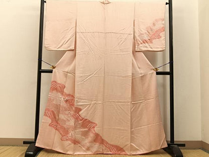 平和屋着物■訪問着　絞り　刺繍　流水花文　金彩　正絹　逸品　BAAY3480hj