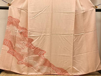 平和屋着物■訪問着　絞り　刺繍　流水花文　金彩　正絹　逸品　BAAY3480hj