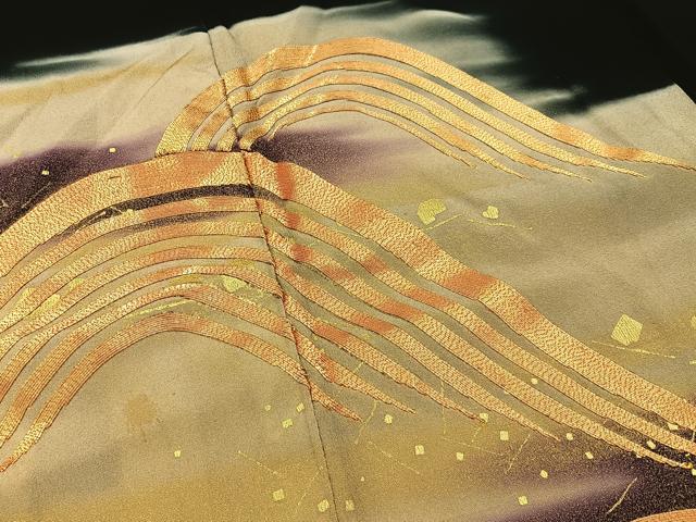 平和屋着物■豪華黒留袖　駒刺繍　流水文　暈し染め　金彩　正絹　逸品　BAAY3482hj