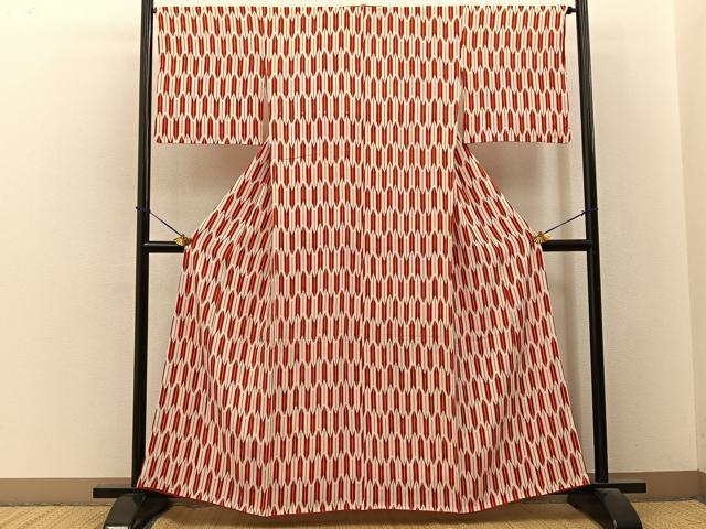 平和屋着物■上質な小紋　矢羽根文　正絹　逸品　BAAY3486hj