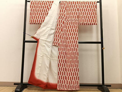 平和屋着物■上質な小紋　矢羽根文　正絹　逸品　BAAY3486hj