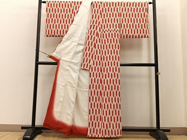 平和屋着物■上質な小紋　矢羽根文　正絹　逸品　BAAY3486hj